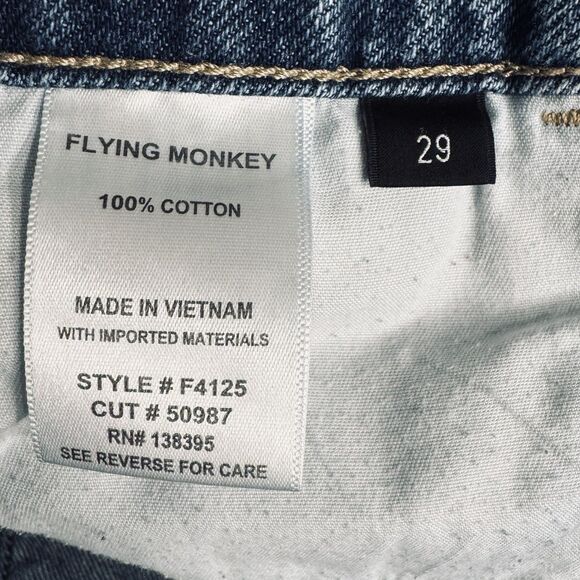 Flying Monkey Crop Jeans Womens 29 High Rise Distressed Blue Measures 30 x 24 - Picture 4 of 9